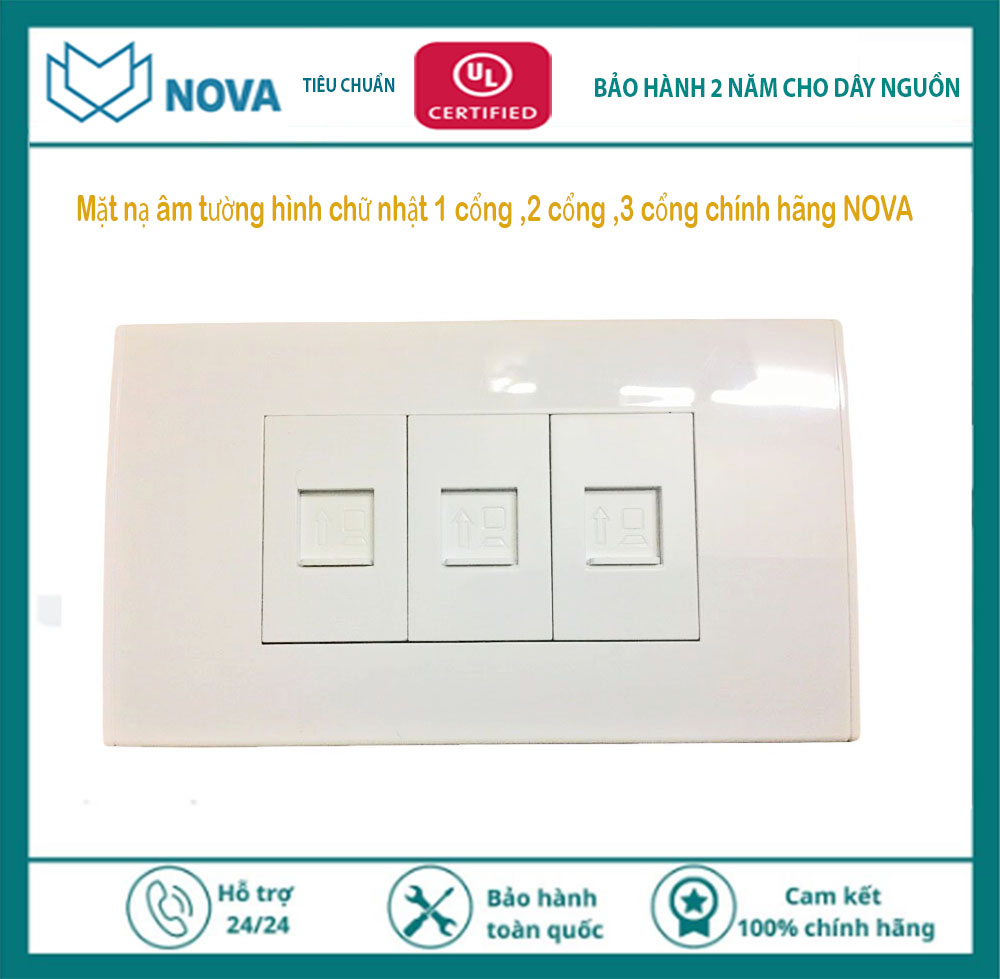 Mặt faceplace hình chữ nhật 1 cổng nova PN NV-21001W chính hãng